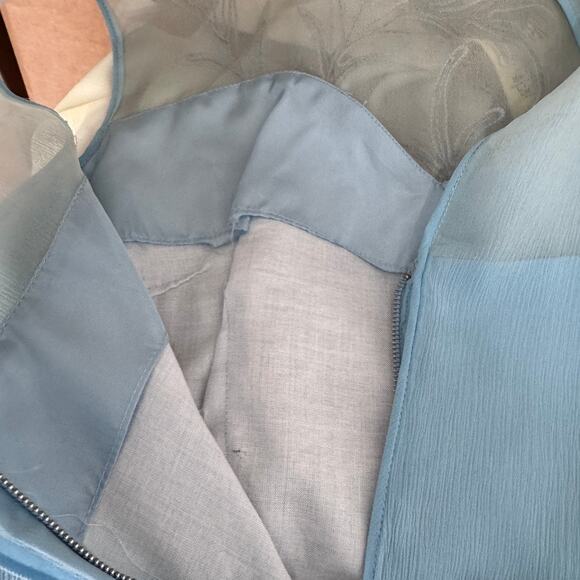 Vintage 1950s Formal Top Silk Embroidered Beading Baby Powder Blue Medium - Picture 4 of 4